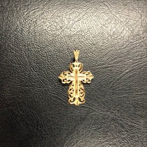 14k yellow gold filagree cross
